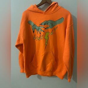 Lonely Ghost Zombie Hand Orange Hoodie Size Medium